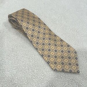 Rotary Club Gold & Blue 100% Silk Tie Necktie Allover Print